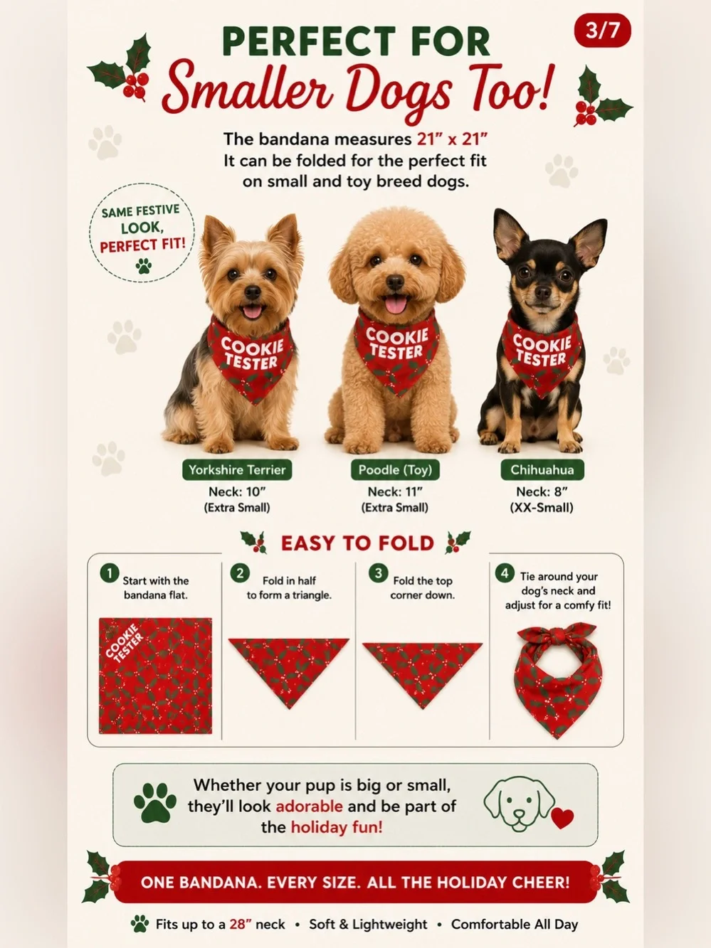 Dog’s Christmas “Cookie Tester” Pet Bandana